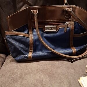 Chaps Navy and Brown Handbag
